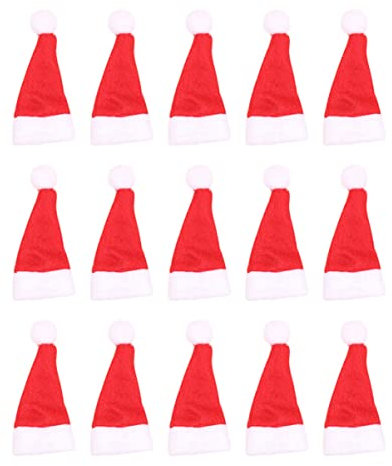 Tofficu Chapeau Sucette Noël 70 Pièces Mini Chapeaux en Tissu Non Tissé Décorations DIY pour Bonbons Accessoires de Fête pour Garçon et Filles Chapeau Miniature pour Sucette ou Poupée Rouge et Blanc