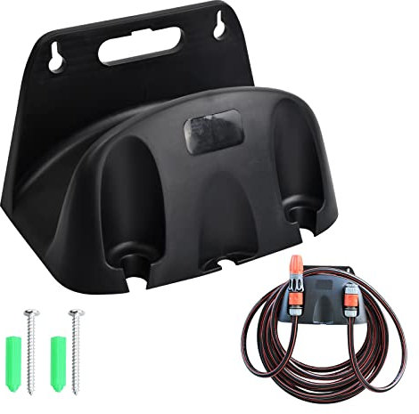 Xzeemo Schlauchhalter, 25 * 16 * 16cm Gartenschlauchhalter, Wandschlauchhalter aus Kunststoff, Wand Halterung für Schlauch mit Schrauben und Dehnbolzen, Schlauchhalterung, Schwarz