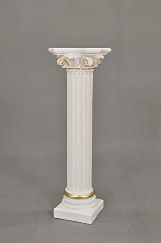 Cinar Columna de estilo meandro, mesa auxiliar de mármol, columna decorativa de 76 cm, griego, antiguo, retro, rococó, columna barroca, pedestal, pintado a mano