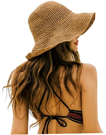 Dam strandhatt sommar damer halm solhatt vikbar stråhatt med brett brätte för damer sommarhatt khaki sommarhattar för damer solhattar för damer damer solhattar