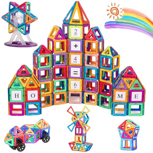 aaczly Magnetische Bausteine 122 Teile Magnet Spielzeug Kinder Montessori Spielzeug Magnetbausteine für Jungen und Mädchen ab 3 4 5 6 7 Jahren