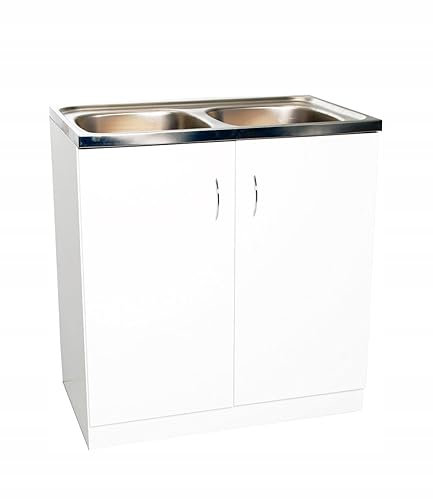 Domodomo Armario de cocina 80 x 46,5 x 82 cm, mueble de cocina, armario bajo lavabo, sin fregadero