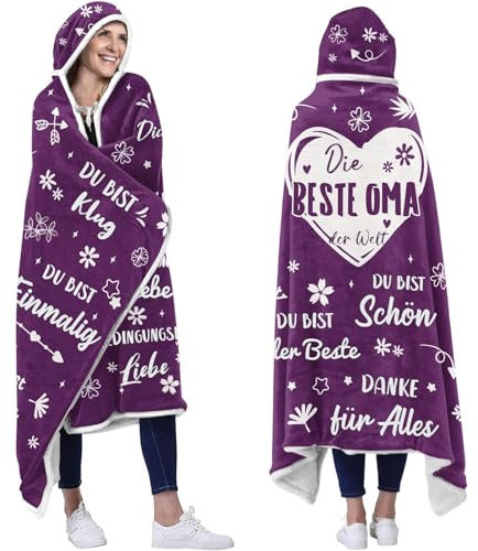 ZQYMM Geschenk für Oma, Sherpa Fleece Decke mit Ärmeln als Geschenke für Oma von Enkelin Enkel, Tragbare Decke Geburtstagsgeschenk für Oma, Weihnachten Geschenke zum Ostern