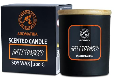 Duftkerze Anti-Tabak 200 g - mit ätherischem Pfefferminzöl - Sojawachs Kerze im Glas - Kerzen für Geschenk - für Männer - Frisches Aroma für Hause - Aromatherapie