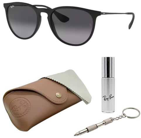 Ray-Ban RB4171 Erika Panto-Classic Sonnenbrille, BRILLEN-SET | Exklusiv-Etui und Care-Kit | Matte Black/Grey Gradient