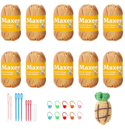 Maxee 5X50g Dickes Garn Baumwolle zum Häkeln, Chunky Häkelgarn für Anfänger, Kein Geteiltes Häkeln Amigurumi Wolle, Klobiges Baumwollgarn Einfaches Strickgarn zum Häkeln Stricke