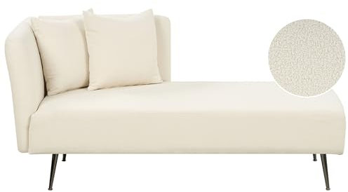 Beliani Chaiselongue Bouclé weiß linksseitig mit Kissen Lehne Metallgestell modern Riom