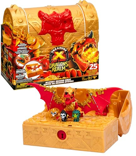 Treasure X Lost Lands Royaume du Dragon Coffre au trésor mystère 25 Surprises dans Le Coffre Brise Le Bloc du Dragon Résous Le Casse-tête Utilise l’œil du Dragon pour découvrir la Surprise suprême
