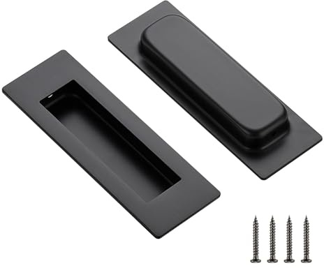 Ravinte 2 Pack Black Cabinet Pulls, Recessed Finger Pulls, 120mm Length | Flush Grip Design, Sliding Door Handle, For Cabinets, Cupboards, Drawers, Wardrobes, Kitchen Hardware, Furniture Restyle