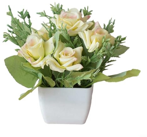 SPORTARC Artificial Potted Plants, Dining Table Small Bonsai Flowers, Artificial Flowers with Vase, Fake Flowers in Pot for Home Living Room Decor(for CHAMPAGNE)