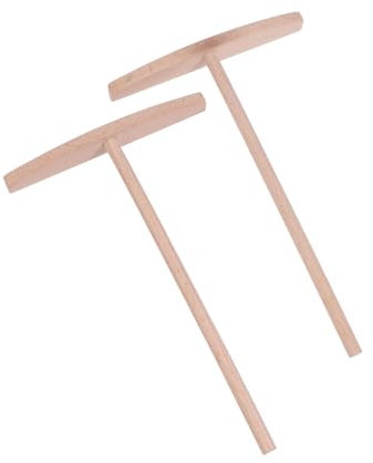 ABOOFAN Wooden Crepe Spreader Set 2Pcs Beechwood Crepe Maker Tools 7.9 Inch T-Shaped Pancake Rake for Kitchen Home Restaurant Food Stall Baking