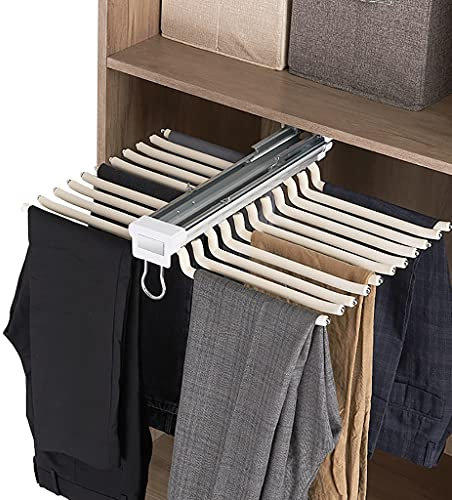 Hosenbügel mit Dämpfungsschiene, Hosenständer mit 22 Armen, Kleiderschrank-Organizer, Aufbewahrungsregal für Schals, Jeans