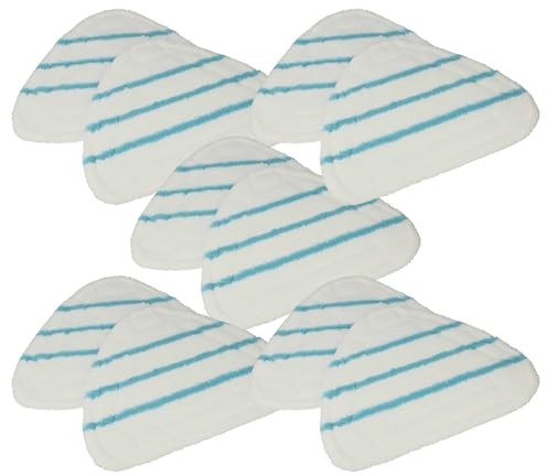 vhbw 10x Wischbezug kompatibel mit Ariete Dampfreiniger | Polyester, Polyamid Blau Weiß, gerätespezifisch