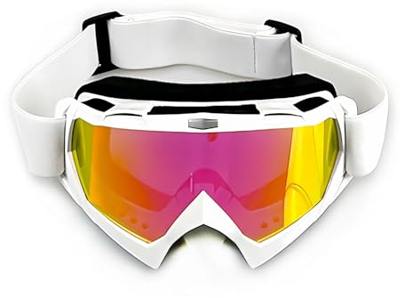 4-FQ Motocross Brille, Motorradbrille, Hochwertige Off Road Racing（Weißer） | Crossbrille, Anti Fog UV400 Schutzbrille Sportbrille Retro Radbrille für ATV Dirt Bike