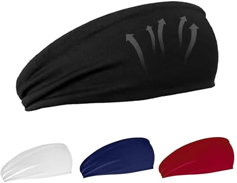 Aikeis Confezione da 4 fasce elastiche da corsa per uomo e donna, assorbono il sudore, per basket, calcio, tennis, corsa, ciclismo, unisex, multicolore, taglia L