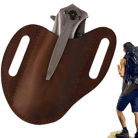 Gaine de Couteaux en Cuir pour Ceinture – Porte-Couteaux de Poche avec Clip de Ceinture | Gaine de Couteaux en Cuir, étui de Transport Ouvert pour Homme