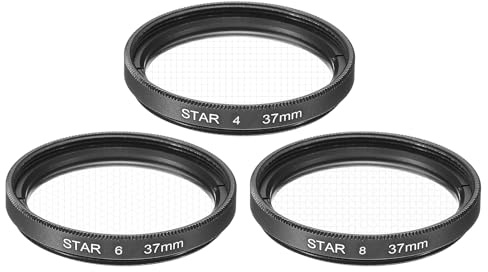 sourcing map 37mm Star Lens Filter, 1 Set Starburst Lens Filter 4 Points 6 Points 8 Points Star Camera Lens Filter for Night Scenery Glassworks