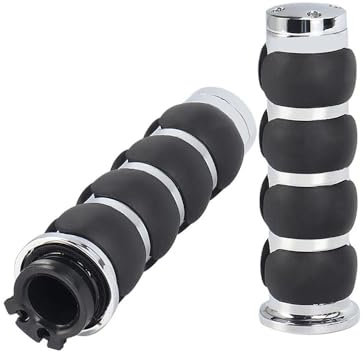 HRNJX Schwarz/Chrom Motorrad Aluminium Ende Hand Griffe Griff Bar 7/8 '' /1 ''Aluminium Griff Grip(Chrome 22mm)