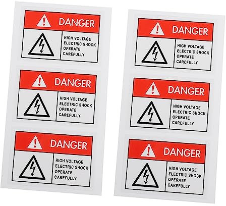 Gatuida 18pcs Equipment Warning Sticker for Electric Shocks Safety Label Decals Warning Electric Shocks Sign Sticker for Home Safety