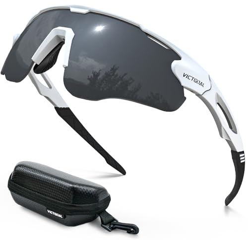 Victgoal Fahrradbrille Polarisiert für Herren Damen, UV400, TR90 Rahmen | Polarisierte PC Gläser, Nur 28g, Unisex Design, Verstellbares Nasenpad, für Laufen Wandern Radfahren Fischen und Autofahren