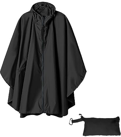 Schal 𝐁raun Wolle Einfarbiger Unisex-Ponchoschal mit Kapuze und Reißverschluss Schal Orange (Black, One Size)