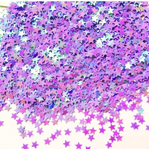 Hugwish 50g Coriandoli Stelline Viola, Stelline Decorative Per Matrimonio Natalizie Compleanno Feste, Stelline Dorate Per Decorazioni (Viola)