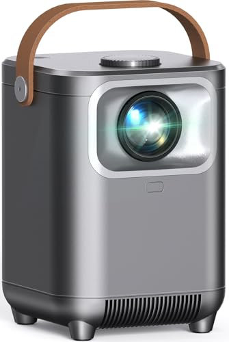 Purshe Mini WiFi6 Bluetooth5.2 Projector with Electric Focus/Auto Keystone, Full HD 1080P for Bedroom/Outdoor, 50% Zoom Compatible with TV Stick, HDMI, USB, Laptop, Smartphone