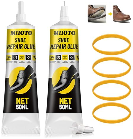 Miioto Schuh Kleber, Kleber für Schuhsohlen, Schuhkleber Sohlenkleber Extra Stark Wasserfest - | Leder Kleber | Kleber Schuhsohle | Hochwärmefester Klebstoff | 2 X 50ml
