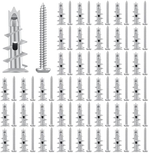 40 PCS cheville placo Charge Lourde, Chevilles pour Placoplatre Autoperceuses En Métal Avec Vis, Chevilles Auto-Bloquantes, Cheville Molly pour Fixation Dans Béton Plaques Plâtre Briques