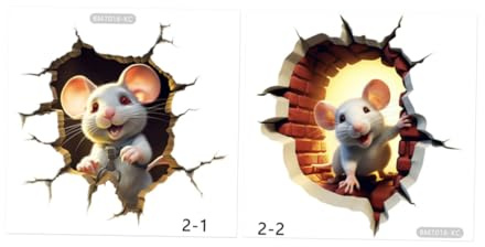Wandtattoos mit Mauslochmotiv 2 Stück für Kinderzimmer und Wohnräume | Pvc, Leicht Anzubringen und Wieder zu Entfernen, Dekorativ für Innenräume, Detailreich Verarbeitet