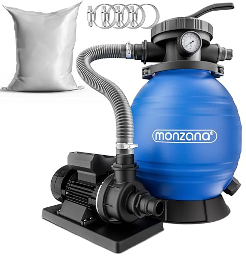 Pompe Filtre à Sable 10.200 l/h système Filtration Eau Piscine 400W IPX5 Verre filtrant 25 kg Inclus vanne 7 Voies Fonctions Bassin