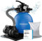 Pompe Filtre à Sable 10.200 l/h système Filtration Eau Piscine 400W IPX5 Verre filtrant 25 kg Inclus vanne 7 Voies Fonctions Bassin