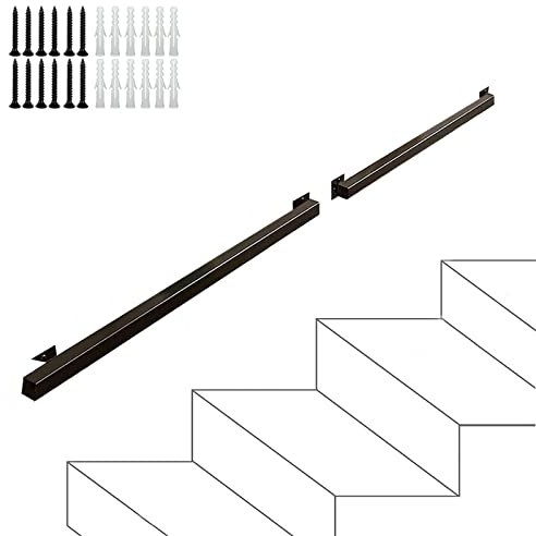 Barandilla cuadrada de estilo industrial para escaleras de 5,5 m, para montaje en pared, para interiores y exteriores, barra de soporte de seguridad