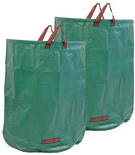 Woodside 500L Heavy Duty Garden Waste Bags – 2 Pack, Large Capacity, Strong Handles, Reusable Waste Grass/Branches/Leaf Refuse Sack