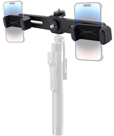 Support Adaptateur pour trépied de téléphone Portable 1/4 Rotation à 360° Double Support de téléphone Portable Pince de téléphone Portable (Trépied Non Inclus)