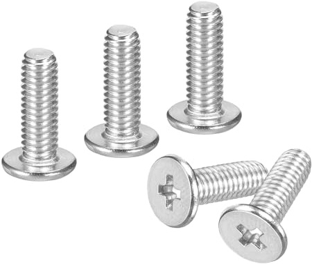 uxcell Tornillos Phillips de cabeza redonda plana M4 x 12 mm, 150 tornillos Phillips de acero inoxidable 304, rosca completa, acabado brillante, tornillo de conexión de tornillo para muebles