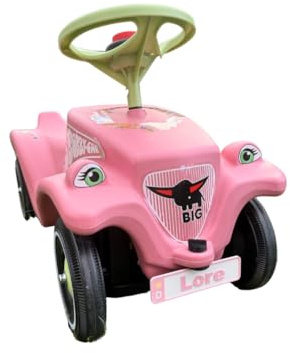 Rosa Schild passend für Bobby Car, individuelles Tretauto Kennzeichen mit Wunschtext, inkl. Befestigung, Made in Germany (Bobbycar Modell Classic-Rosa, Vorne & Hinten)