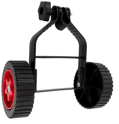 Ensemble de roues de support pour débroussailleuse à hauteur réglable - Structure triangulaire stable - Boucle en plastique souple pour coupe-bordures à tige droite - Installation facile