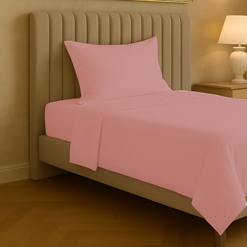 Jenny Sesal - Set Completo Letto in Tinta Unita, 100% microfibra, Made in Italy, Garantisce Comfort - Include Lenzuolo Sopra, Federa, Lenzuolo Sotto con Angoli (Rosa Antico, Singolo)