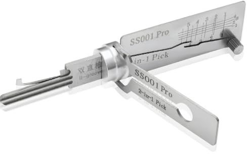 SS001 Pro Lock Pick Tool, 2 in 1 Pick and Decoder Tools,SS001 Pro Stainless Steel Ke/y Decoder, Loc/k Picking Kit for Beginners, Stainless Steel K/ey Dec/Oder, Master Ke/y Set,L/ock Set for Auto