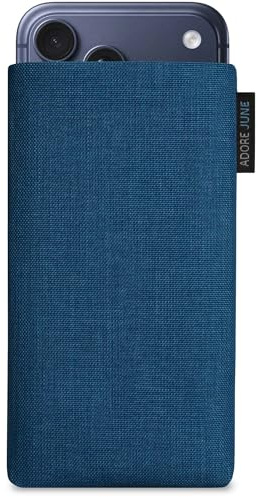 Adore June Classic Bleu-Océan Housse Compatible avec iPhone 17 Pro Max, Pochette Établie Résistant Textile avec Affichage Nettoyage Effet