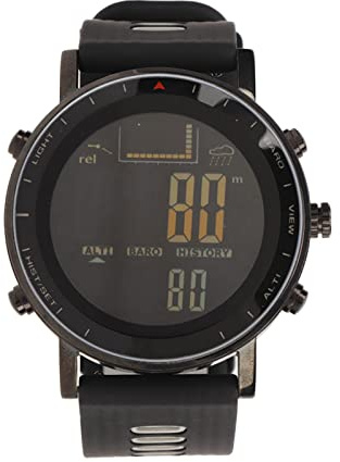 Drfeify Reloj de Pesca Digital con Seguimiento de Presión de Aire y Altímetro para Deportes Al Aire, Material de Goma de Acero Inoxidable (Gris Negro)