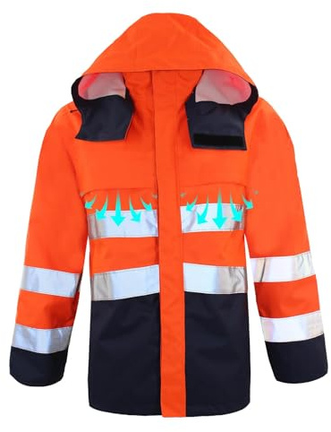 DUHENWU Chaqueta de seguridad de piloto para hombre, 2 en 1, chaqueta de trabajo, otoño e invierno, chaqueta de advertencia, corte regular, con tiras reflectantes en los hombros, chaqueta ligera a