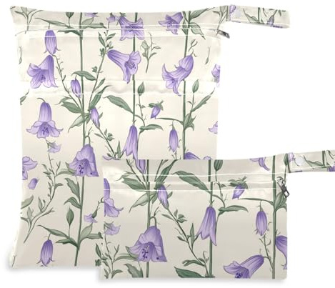 KLL waterproof water proof bags 2 Pack travel essentials for babies with handles for pool, pool (Campanula Rotundifolia Flowers)