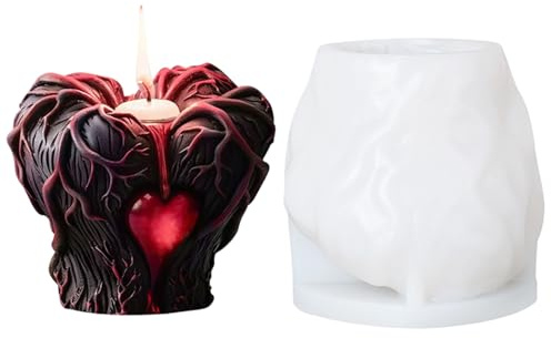 Wsdsgz Stampi per gesso in silicone a forma di cuore spaventoso profumato per decorazioni con cuore in gesso fatto a mano in silicone