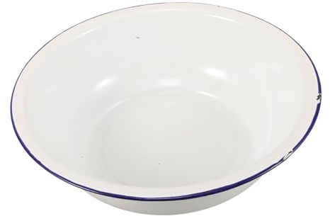 JOINPAYA Cuenco Esmaltado Vintage de 32cm para Baño de Pies Multifuncional, Lavabo Retro de Esmalte Blanco Diseño Versátil para Uso en Casa y Decoración