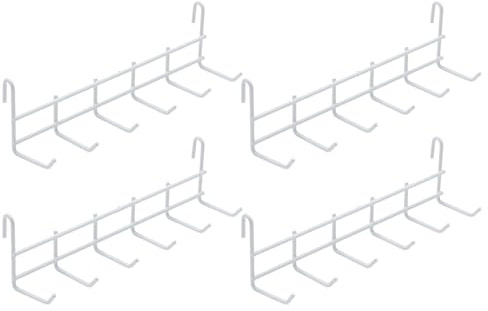 4 Pack Metal Grid Wall Hanging Hooks, Grid Wall Accessories, Heavy Duty Storage Hooks Rack for Door Back Wall Mount Storage and Display, Hook Attachment for Wire Shelving (4 x Hanging Hooks(White))