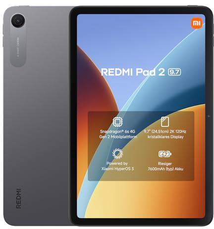 XIAOMI REDMI Pad 2, Tablet 4+128GB, Grigio Grafite, Snapdragon 6s Gen 2 | Display LCD 2K 120Hz, Batteria 7600mAh (typ), Garanzia 2 anni+1 anno extra