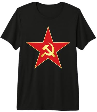 Étoile Rouge avec Marteau et Faucille T-Shirt Haut de Gamme