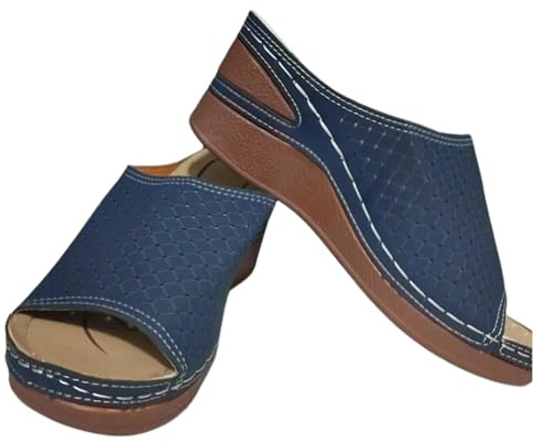 XHZPF Pantofole da esterno, scarpe, sandali estivi a cuneo per donna taglia grande(blu,36)